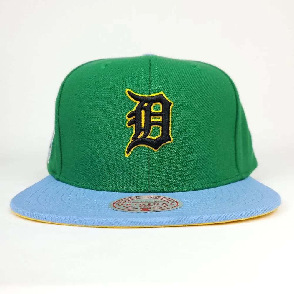 Detroit Tigers Mitchell & Ness MLB Snapback‎ Hat Cap 3D Logo Green Blue NWT